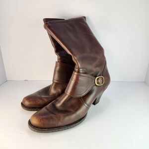 Born Women's Brown Leather Mid Calf Zip Close Boots Size 10